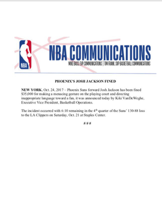 Illustration for article titled NBA Fines Josh Jackson $35K For Making "Menacing" Gun Gesture At Fan
